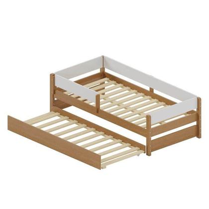 Imagem de Bicama Infantil com Grade de Proteção Aria Casatema Madeiraoriginals Nogueira/Branco