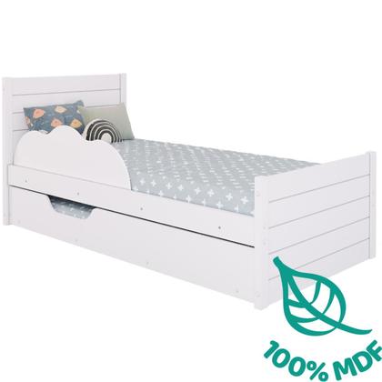 Imagem de Bicama Infantil Solteiro 100 Mdf Bibox Cama Auxiliar Com Rodizio Nuvem
