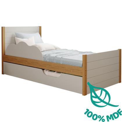 Imagem de Bicama Infantil Solteiro 100 Mdf Bibox Cama Auxiliar Com Rodizio Nuvem