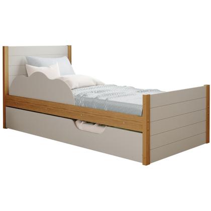 Imagem de Bicama Infantil Solteiro 100 Mdf Bibox Cama Auxiliar Com Rodizio Nuvem