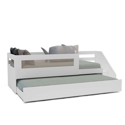 Imagem de Bicama Infantil Solteiro com Rattan, Grade e Escada de Fácil Acesso Space Casatema MadeiraOriginals