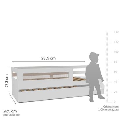 Imagem de Bicama Infantil Solteiro com Rattan, Grade e Escada de Fácil Acesso Space Casatema MadeiraOriginals