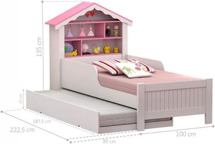 Imagem de Bicama Infantil Solteiro Menina Casinha Branco Rosa