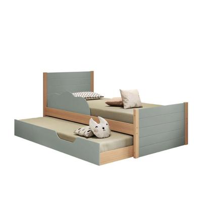 Imagem de Bicama Infantil Woody com Cama Auxiliar e Rodízios - Menta/Nature
