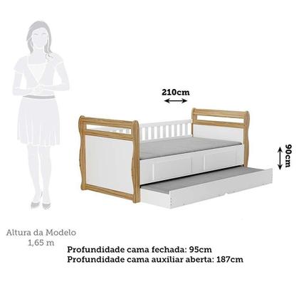 Imagem de Bicama para Quarto Infantil 100% Mdf Maria Branco Brilho/Amêndoa