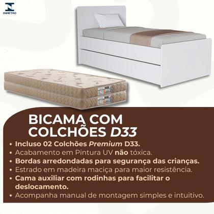 Imagem de Bicama Solteiro Bibox Cama com Auxiliar com Colchões D33 Premium Cor:Cinamomo