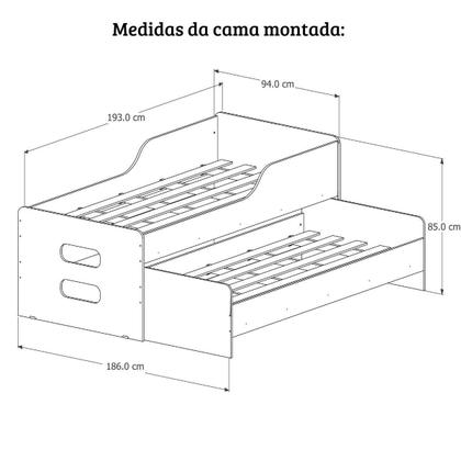 Imagem de Bicama Solteiro Cama com Auxiliar Bibox até 120kg Entrega Imediata