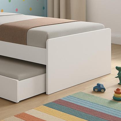 Imagem de Bicama Solteiro Cama com Auxiliar BiBox Para Colchão 88x188cm, MDF Premium, Auxiliar com rodinhas