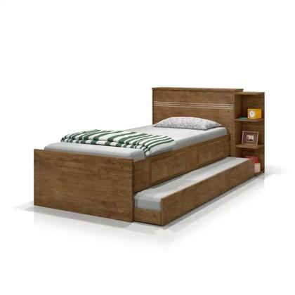 Imagem de Bicama Solteiro com Baú, 2 Gavetas e Cama Auxiliar Jade Jequitiba