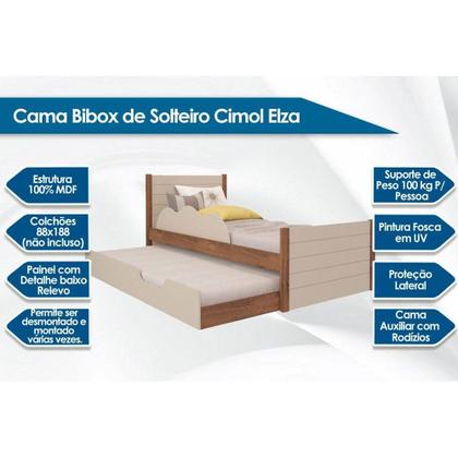 Imagem de Bicama Solteiro Elza c/Auxiliar Nature/Off White - Cimol