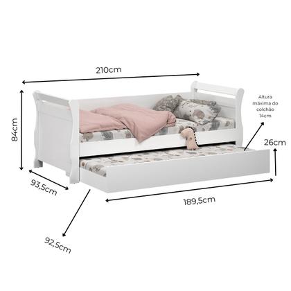 Imagem de Bicama solteiro framar bella branca cama babá