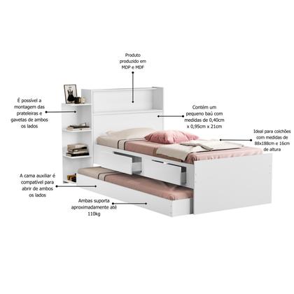 bicama solteiro isa cama com gaveta bau e prateleira mdf estilo moderno - Mini Me Artigos Imagem de bicama solteiro isa cama com gaveta bau e prateleira mdf estilo moderno