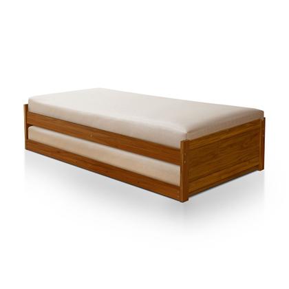 Imagem de Bicama solteiro madeira maciça lyon bibox com 2 colchões castanho