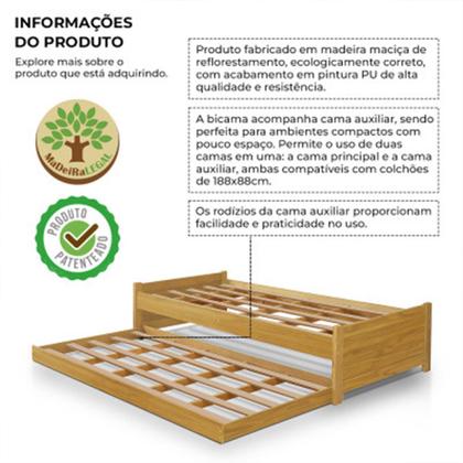 Imagem de Bicama solteiro madeira maciça lyon com auxiliar bibox imbuia