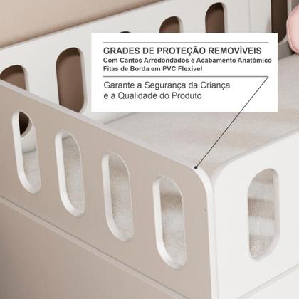 Imagem de Bicama Solteiro Mdf BP com Escadinha/Escorrega 03 Grades e Cabeceira Megamobilia