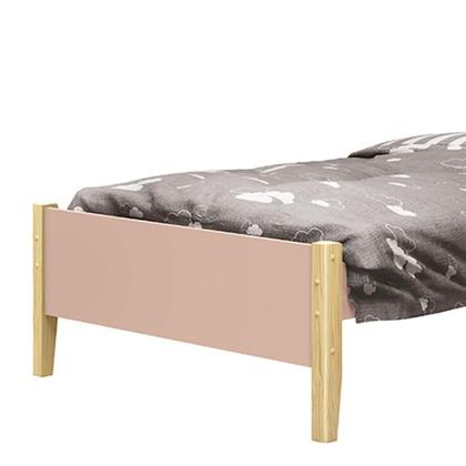 Imagem de Bicama Solteiro Simba Rosa Fosco com Pés Madeira Natural e Colchões D20 e D33 - Reller Móveis