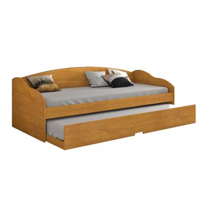 Imagem de Bicama Solteiro Sofá Cama com Rodízios em MDF Funny Cinamomo Marrom