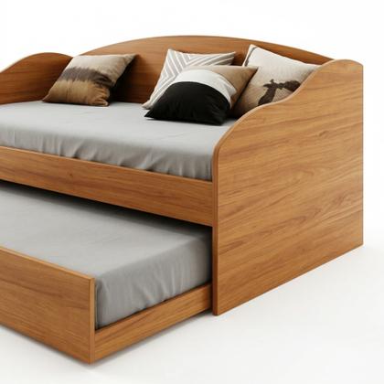Imagem de Bicama Solteiro Sofá Cama com Rodízios em MDF Funny Cinamomo Marrom