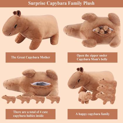 Imagem de Bicho de pelúcia Achwishap Capybara Family com 4 bebês de 45 cm