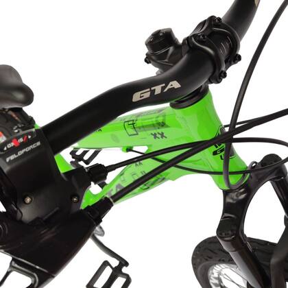 Imagem de Bicicleta 26 Gta Rebel Freeride Cor Verde Single 8v Cubo Barulhento Pedivela Camaleão Freio a Disco Aros Vmaxx Pneu Flame