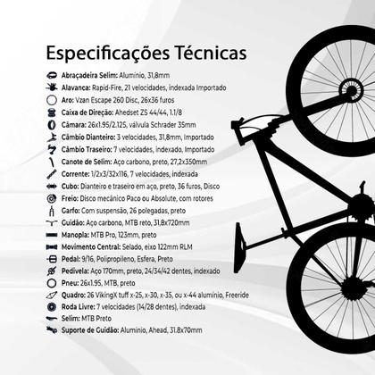 Imagem de Bicicleta 26 vikingx 21v index tuff x25 vermelho