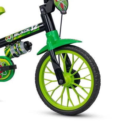 Imagem de Bicicleta Aro 12 Black Nathor a Partir de 3 Anos com Rodinhas