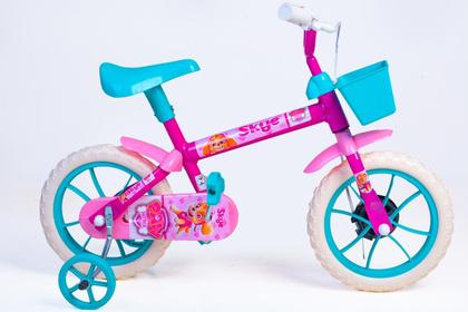 Imagem de Bicicleta Aro 12 Infantil Feminina Pink e Azul Turquesa - Personagem