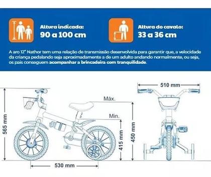 Imagem de Bicicleta aro 12 infantil nathor para crianças a partir de 3 anos vários personagens