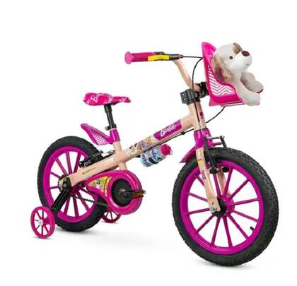 Imagem de Bicicleta Aro 16 Barbie Nathor 5 Anos C/rodinhas - Rosa