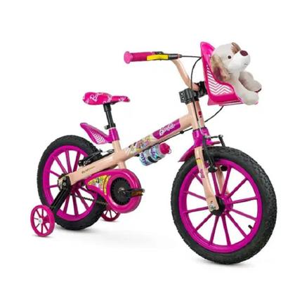 Imagem de Bicicleta Aro 16 Barbie Nathor 5 Anos C/rodinhas - Rosa