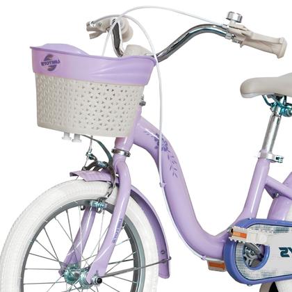 Imagem de Bicicleta Aro 16 Com Rodinhas Infantil 5 A 8 Anos Lilás Para Meninas Cesto Frontal Refletor
