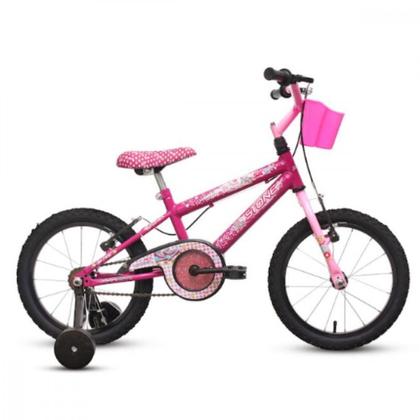 Imagem de Bicicleta Aro 16 Infantil Feminina Stone Rosa Com Rodinha Pink Com Rosa