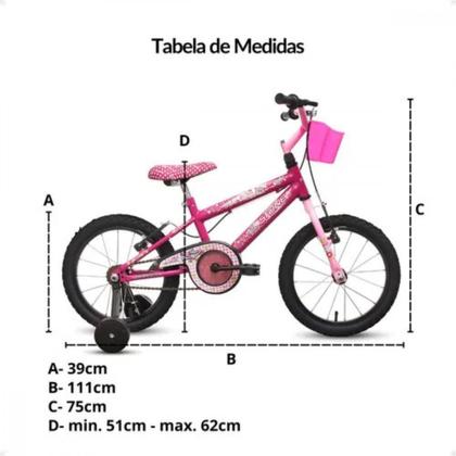 Imagem de Bicicleta Aro 16 Infantil Feminina Stone Rosa Com Rodinha Pink Com Rosa