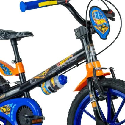 Imagem de Bicicleta Aro 16 Meninos Preto Azul e Laranja Hot Wheels Nathor