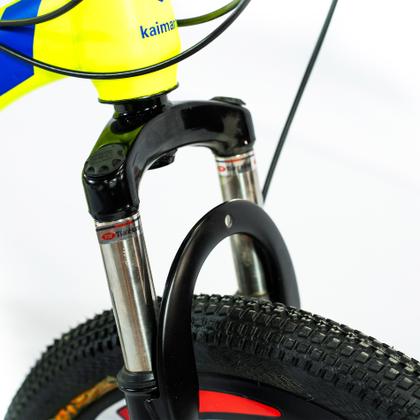 Imagem de Bicicleta Aro 20 Bike 21 Vel Marchas MiniTrail Freio a Disco Quadro Aço Carbono Cor Amarelo Azul - WCT FITNESS