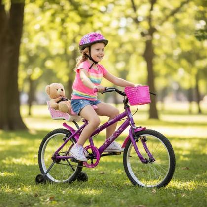 Imagem de Bicicleta Aro 20 Feminina Infantil De 6 A 13 Anos com Roda de Apoio e Cadeirinha Boneca