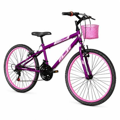 Imagem de Bicicleta Aro 24 C/cestinha Forss Anny 18 Marchas Rosa