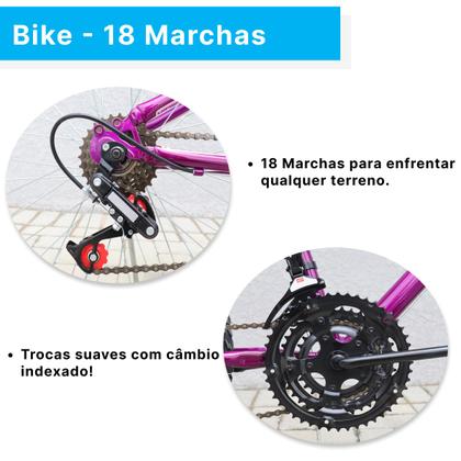 Imagem de Bicicleta Aro 24 C/cestinha Forss Anny 18 Marchas Violeta