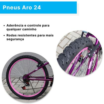Imagem de Bicicleta Aro 24 C/cestinha Forss Anny 18 Marchas Violeta