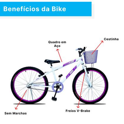Imagem de Bicicleta Aro 24 Forss Anny C/ Cesta S/ Marcha - Rosa
