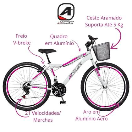 Imagem de Bicicleta Aro 26 Alum Axtek Sport Gold V-Brake Mtb 21V Feminina