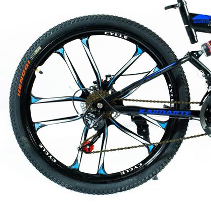 Imagem de Bicicleta Aro 26 Freio Disco Bike Dobrável Azul Preto