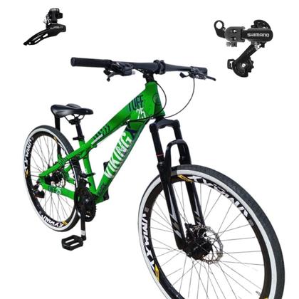 Imagem de Bicicleta Aro 26 Vikingx Tuff 25 Aluminio 21v Cambio Shimano Traseiro Dianteiro  Mtb Freeride Suspensão Dianteira Unissex