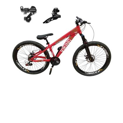 Imagem de Bicicleta Aro 26 Vikingx Tuff 25 Aluminio 21v Cambio Shimano Traseiro Dianteiro  Mtb Freeride Suspensão Dianteira Unissex