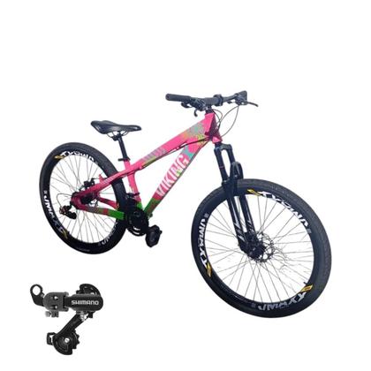Imagem de Bicicleta Aro 26 Vikingx Tuff 25 Cambio Shimano Traseiro 24v Mtb Freeride Unissex Aluminio Freio Disco