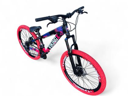 Imagem de Bicicleta Aro 26 Vikingx Tuff Freeride DH Câmbios Shimano 21v Freio a Disco Rodas Vmaxx Pneu Flame