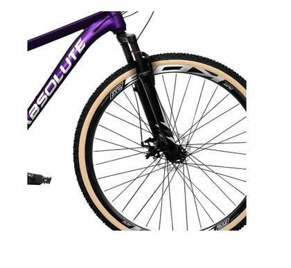 Imagem de Bicicleta Aro 29 Absolute Nero 5 Kit 2x9 Gta Sunrun Freio Disco K7 11/36 Pedivela 24/38d Garfo com Trava Roxo Pneu faixa Bege