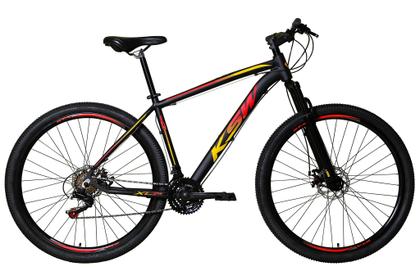 Imagem de Bicicleta Aro 29 Ksw Xlt 24v Freios Hidráulicos Garfo Suspensão Mtb - Preto/Vermelho/Amarelo