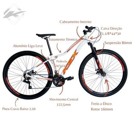 Imagem de Bicicleta Aro 29 Ksx Feminina Alumino Freios Disco 21v Cabeamento Interno