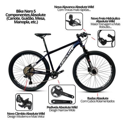 Imagem de Bicicleta Aro 29 Nero 5 Peças Inteira Absolute 12v Garfo Trava k7 11/52 Freio a Disco Hidráulico. Roxo
